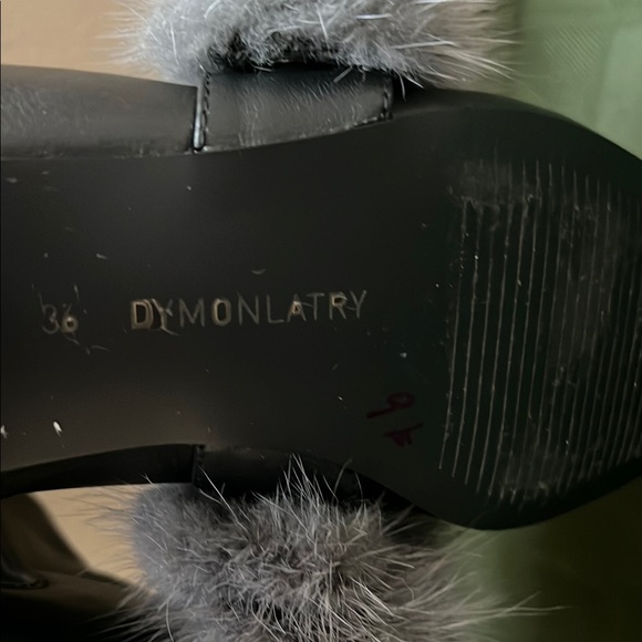 Dymonlatry Elegant Black Leather Ankle Boots with Fur Trim - Picture 7 of 14